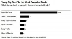 [股票配资开户]做多大型科技股为最拥挤交易但股票配置水平降至5个月来新低